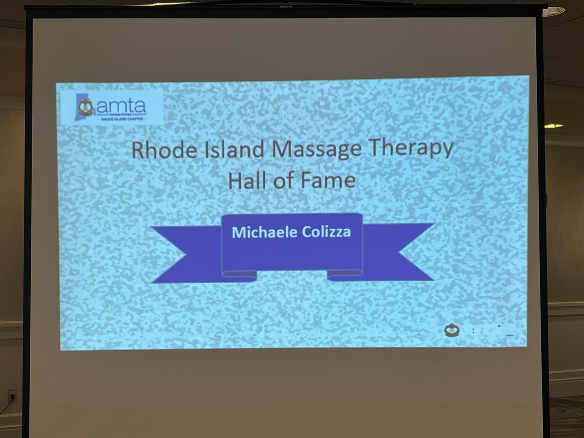 RhodeIslandAMTA's tweet photo. Congratulations to @ColizzaMichaele for being inducted into the Rhode Island Massage Therapy Hall of Fame! Michaele is also the @AMTAmassage President!!! #RIAMTA #RhodeIsland #AMTA #MassagingInThe401 https://t.co/M7NLLX7S93