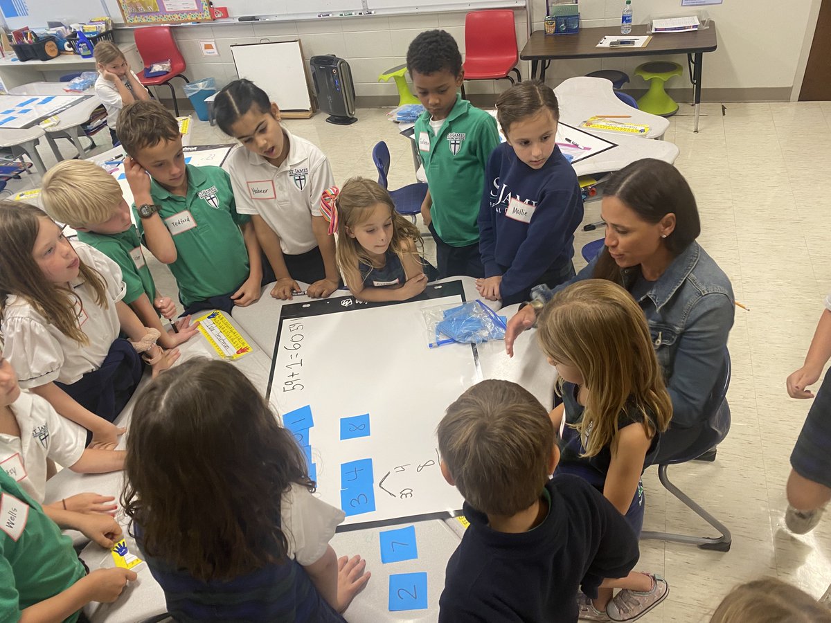 Mathodology's tweet photo. Want to see engagement in a mathematics classroom? Consider a quality anchor task, the right manipulatives, and a space to share ones thinking. Thank you @ban_har @wipebook for sharing your expertise. These students rocked it! #thinkingclassroom #VNPS #thinkMathematics https://t.co/Y3GUo9QbrY