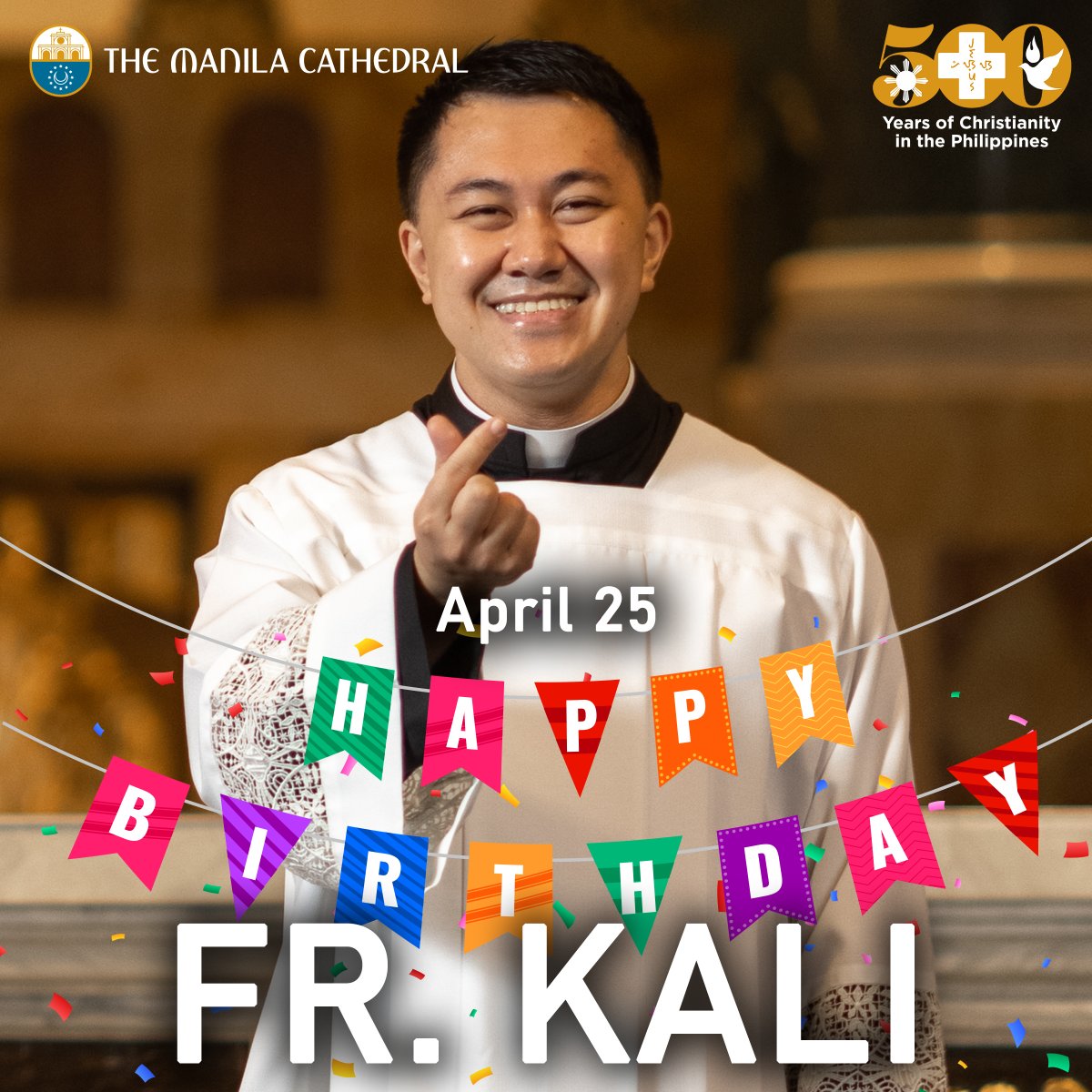 CathedralManila's tweet photo. Greetings and prayers for our dear vice rector, Fr. Kali Pietre Llamado, as he celebrates his 36th birthday today. Maligayang Kaarawan po! https://t.co/pJgkY5AXL5