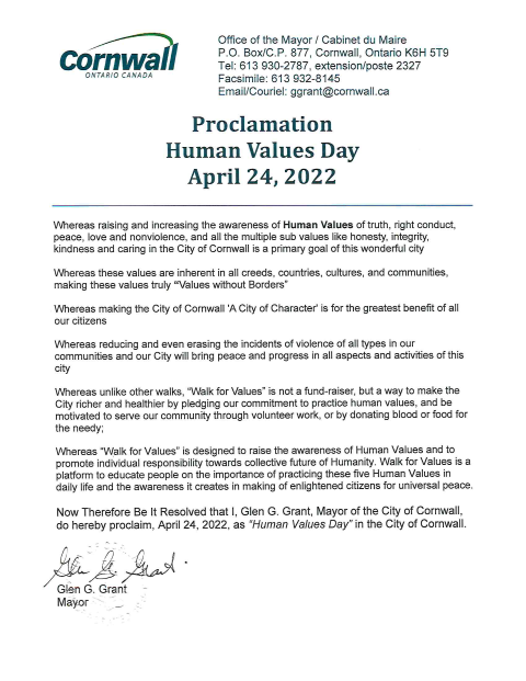 walkforvalues's tweet photo. HUMAN VALUES DAY ~ PROCLAIMATION ~ APRIL 24, 2022 ~
 City of Brampton ,  City of Cornwall , City of Edmonton , City of Markham

#WorldHumanValuesDay #HumanValuesDay #ValuesWithoutBorders #WalkForValues #Values #April24 #Canada https://t.co/SGRQKwYROh