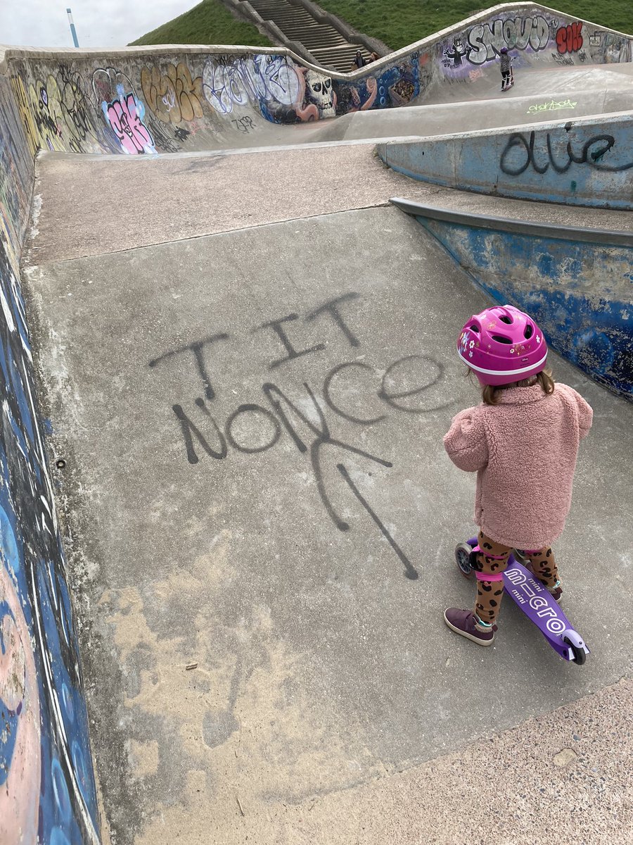 Daughters first visit to Whitley Bay skate park today. Beautiful