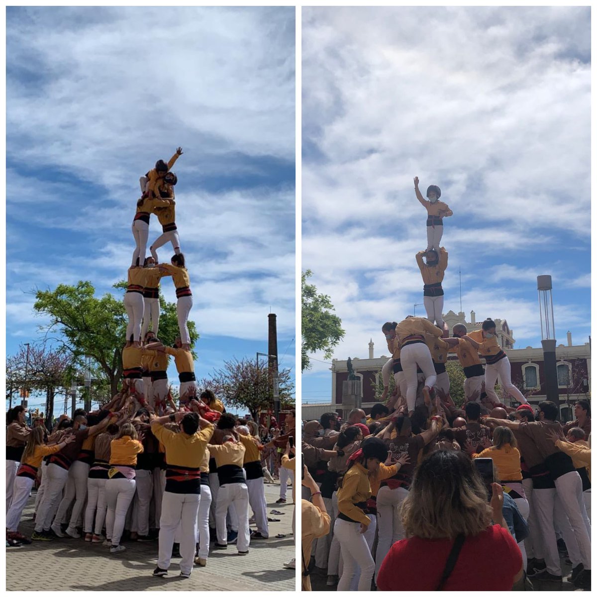 collamicaco's tweet photo. Després de 3 anys hem tornat a fer castells a #Montgat. Hem fet 3d6p, 4d6, 3d6 i pd4xb.
Un plaer tornar-hi i moltes gràcies a @Matossers per l’ajuda a pinyes i el bon ambient a plaça.
#castells #castellers #collamicaco https://t.co/BT8OuEACWg