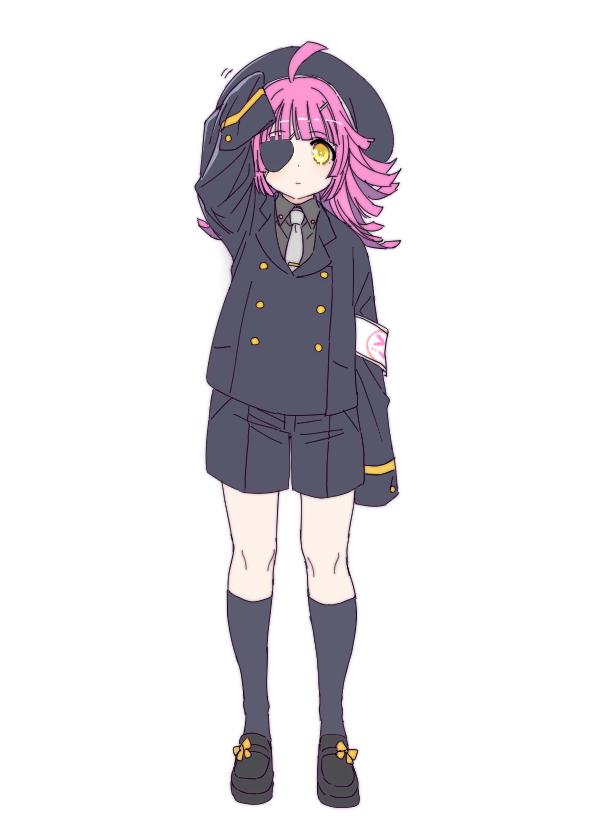 tennouji rina 1girl solo pink hair ahoge sleeves past wrists shorts socks  illustration images