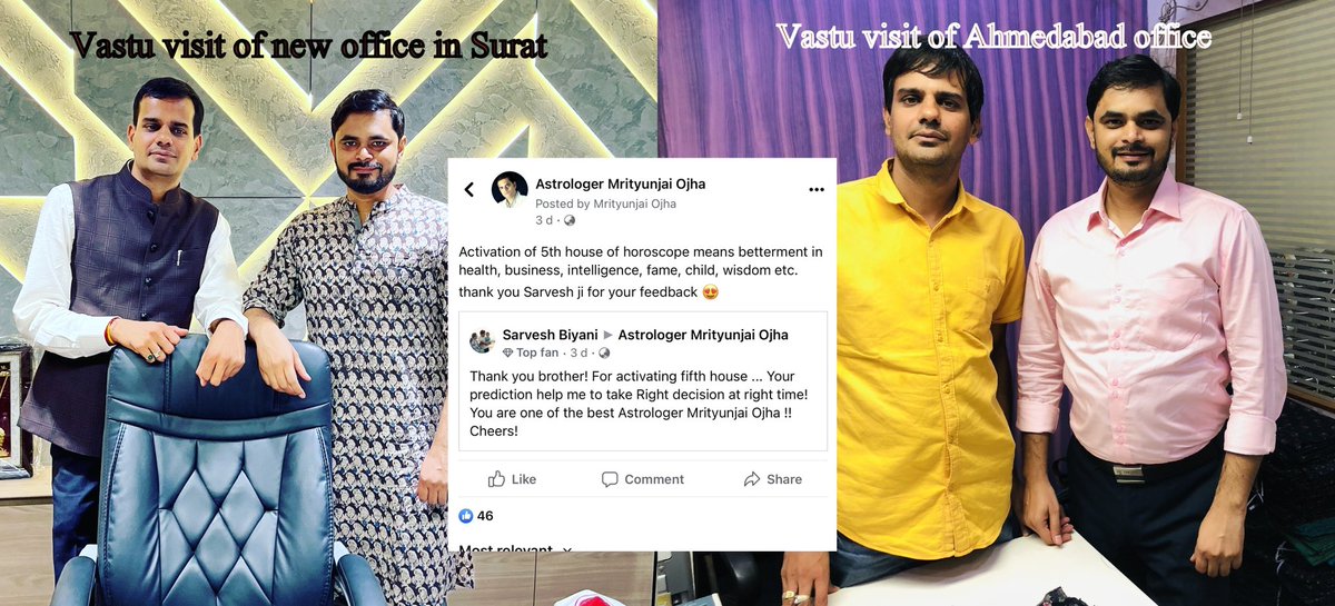 AstroOjha's tweet photo. Feedback of Astrology prediction and customised Vastu consultation of last one year, 1st time phone consultation then Vastu visit of ahmedabad office and recently Vastu visit &amp; inauguration of new office in Surat. Astrologer is like a good friend and mentor to enhance your life https://t.co/NX4WODabei