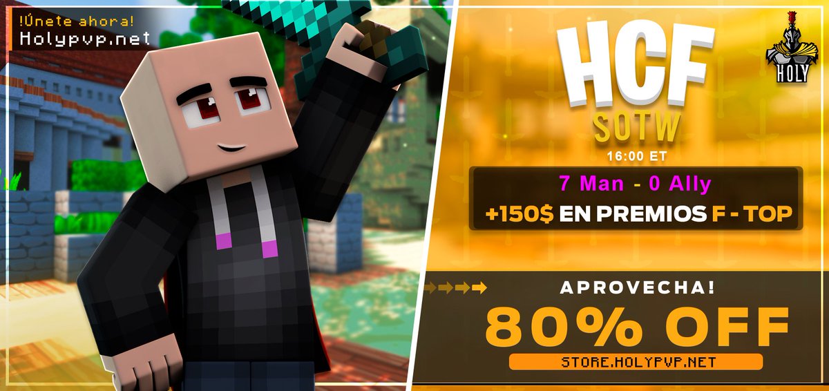 holypvpnet's tweet photo. El SOTW de HCF va a tomar lugar en 4 HORAS 👑

» Información básica «
 ✪ 7 Man 👪
 ✪ +150 USD de PREMIOS 💸
 ✪ 80% OFF ACTIVO!
 ✪ Lista de cambios en nuestro DISCORD!

Síguenos, menciona 3 amigos, RT &amp; Like para participar de x2 12500 COINS 🪙 https://t.co/m59bNeelf9
