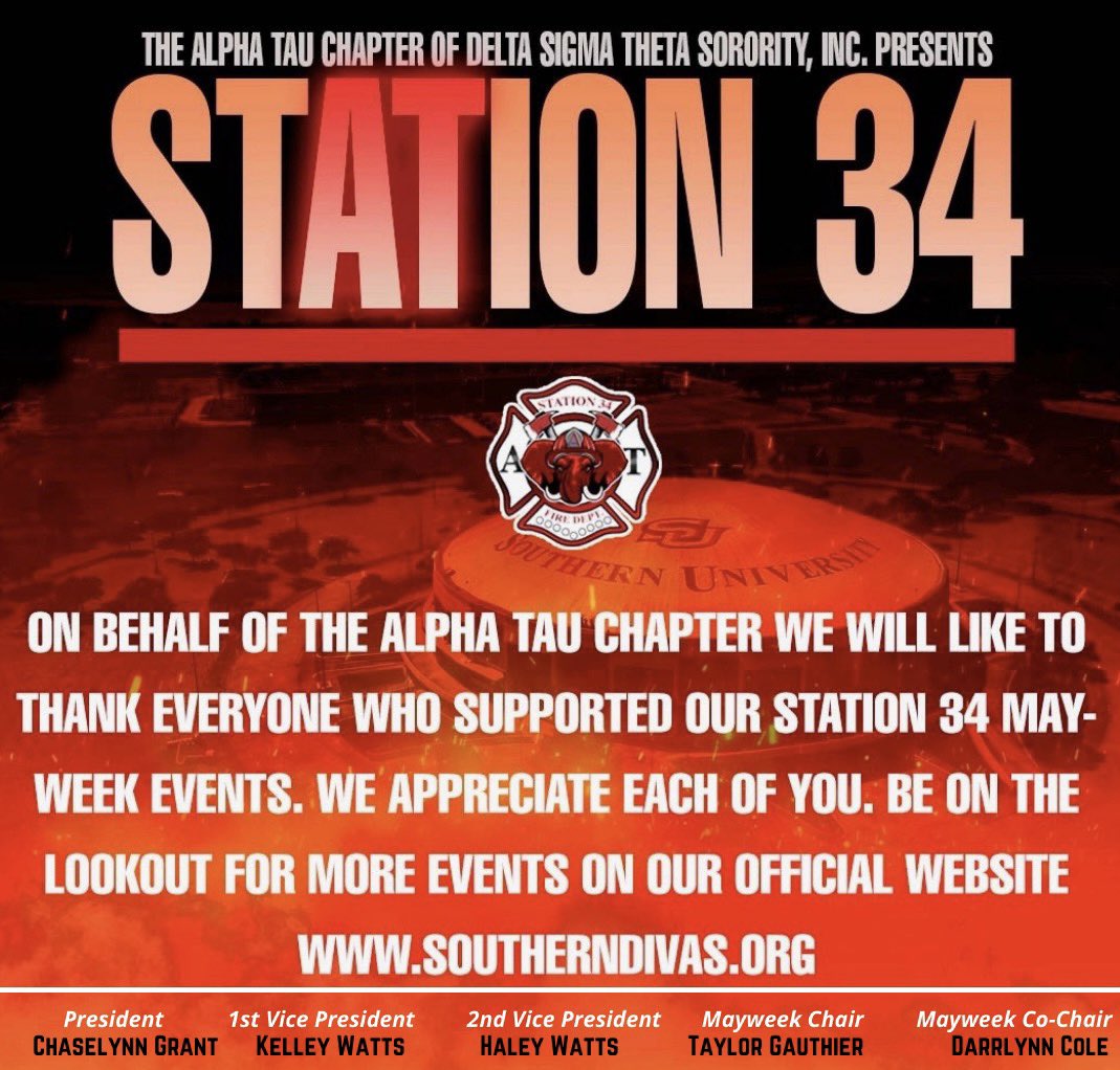 __SouthernDivas's tweet photo. On behalf of the Ladies of the Alpha Tau Chapter, thank you for helping us make Mayweek a success!❤️ Keep checking our social media accounts and our website for more event details!🚨 https://t.co/0luHTQBNAG