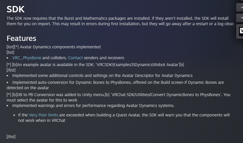 Smokesick's tweet photo. @VRChat The formatting of the Steam patch notes is a bit wonky. Not sure if reported already, but it's not a big deal anyway. Thanks for the nice update! https://t.co/eA2xMGvjZE