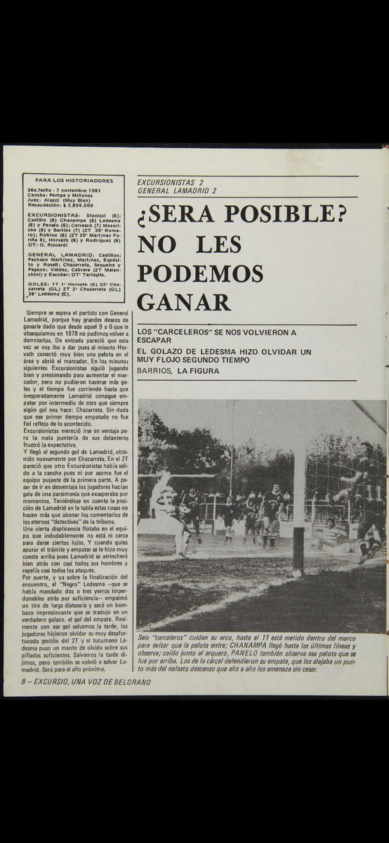 pincha_excursio's tweet photo. #ExcursioUnaVozdeBelgrano

Nro 42 / Noviembre 1981

@gblackok @excursio1910 @porexcursio @Ascenso94 @ExcursioRetro

Recordamos partidos con @PasionLama y @Carly_Flandria Cómo extraño comer abajo de la tribuna en Jáuregui https://t.co/aVbJVKjhEe