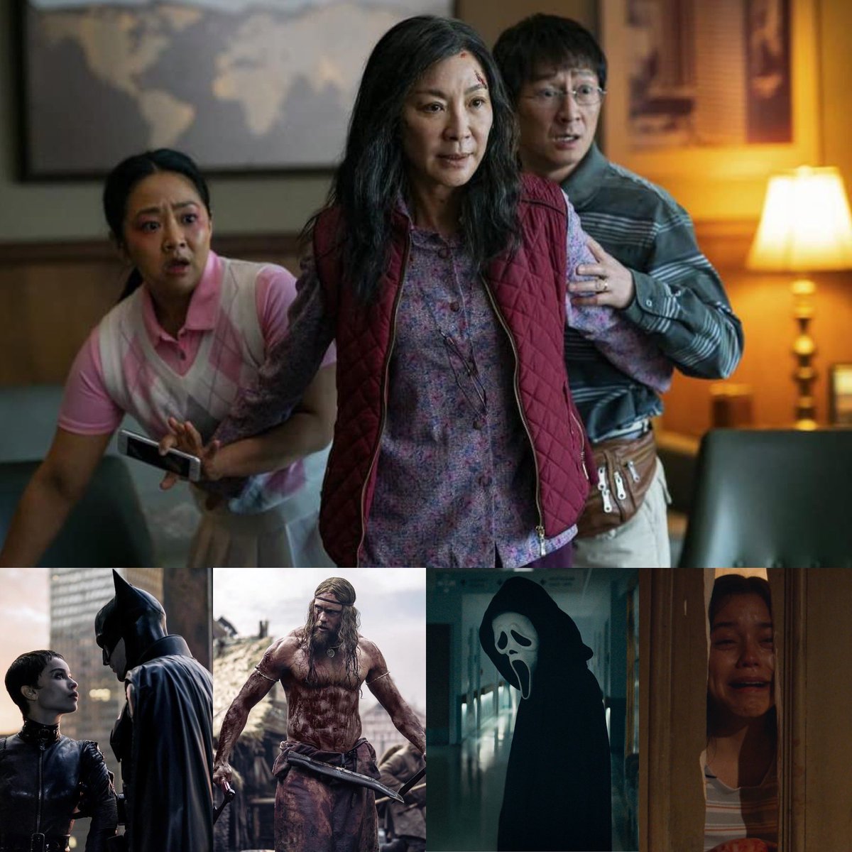 zoerosebryant's tweet photo. 1. #EverythingEverywhereAllAtOnce
2. #TheNorthman
3. #TheBatman
4. #Scream
5. #XMovie https://t.co/XmwKhoDsLV