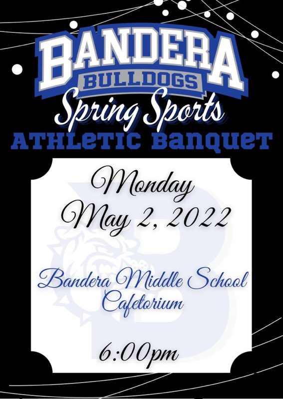 Spring Banquet Reminder: Students are free, guests are $10 a piece. Please rsvp with the head coach of your spring sport by Tuesday.
