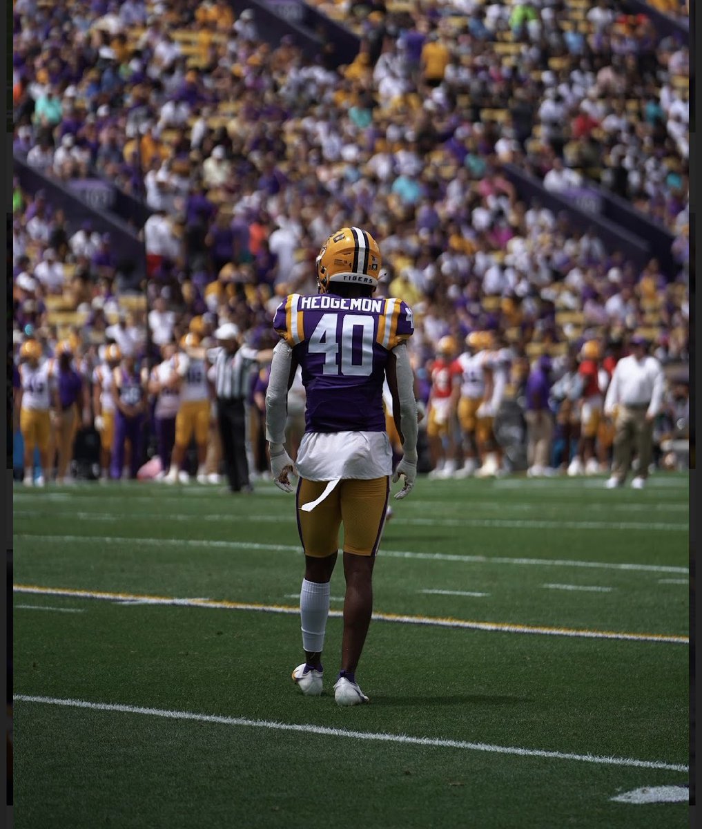 KaiHedgemon's tweet photo. Statement Year 💜💛 #MAADMEN @SteepDiesel @LSUfootball https://t.co/aI50lZOsDi