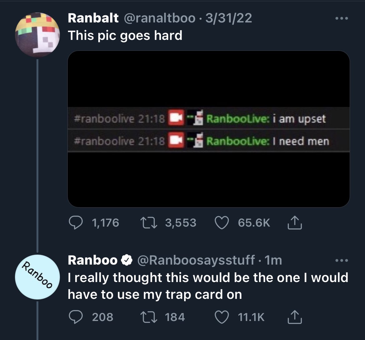 SKYS0NG's tweet photo. @Ranboosaysstuff @ranaltboo this is the tweet 😭 i think his alt is shadowbanned https://t.co/1MSJmvaIiG