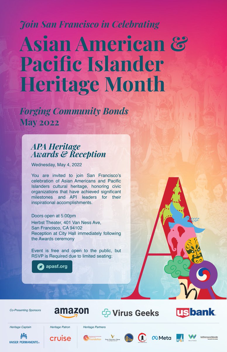 Celebrate Asian American &amp; Pacific Islander Heritage Month throughout the month of May. Visit the Celebration Guide to find events, expand your bookshelf, and find inspiration: apasf.org
.
.
.
#AAPIHeritageMonth
#AAPI
#APAHM
#SanFrancisco