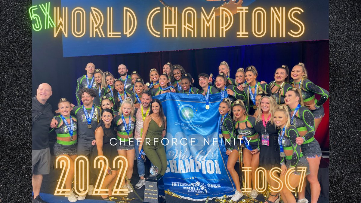 CheerForceSD's tweet photo. YOUR 2022 WORLD CHAMPIONS… CHEERFORCE NFINITY!!! 🤩💚 https://t.co/Nyw6Vfz8g0