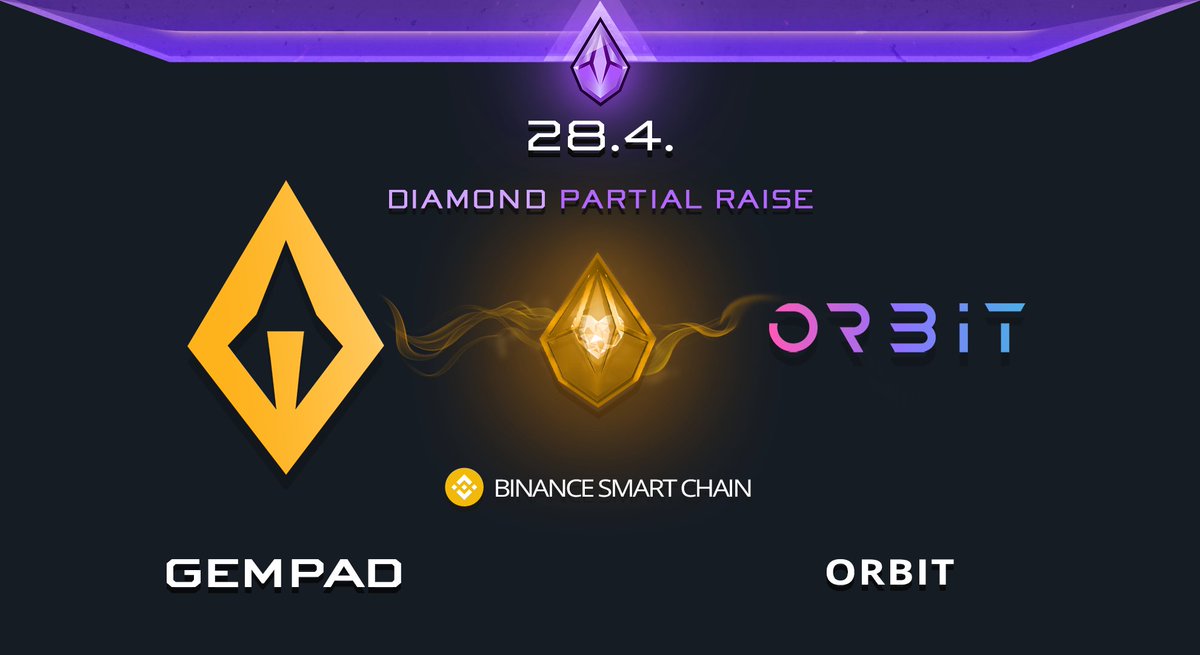 gempad_app's tweet photo. 💎 ORBIT LISTING ANNOUNCEMENT 💎

🟣 DIAMOND TIER 🟣
Listing with @OrbitLaunchM31 will be taking place on 28th April! ⏰

Another Diamond tier for this lovely community! 
Anyone holding 180,000 $GEMS will be eligible to buy the Diamond tiered Orbit!😎

#BSC #Presale #DeFi https://t.co/dDnGHR9eQp