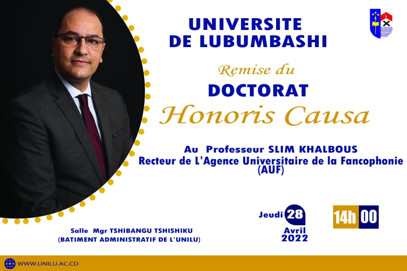 🔴🔵⚪COLLOQUE INTERNATIONAL

Thème : Violence, identité et construction de la Nation
📆 28.04 au 1.05.2022
🕣 08h30 
📍Salle de conférence Mgr TSHIBANGU TSHISHIKU

<a href="/Presidence_RDC/">Présidence RDC 🇨🇩</a> <a href="/PrimatureRDC/">Primature de la République Démocratique du Congo</a> <a href="/cabinet_esuRDC/">MINISTÈRE DE L'ESURSI/RDC</a> <a href="/DenisMukwege/">Denis Mukwege</a> <a href="/auf_org/">AUF</a> @AUF_AfriqCent