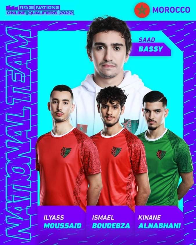 The national team 🇲🇦 will be represented in the nations qualifiers <a href="/FIFAe/">FIFAe</a> by the head coach <a href="/BassySaad/">BassyS 🇲🇦</a> and his brilliant duo <a href="/thuzay99/">MDJS Thuzay99 🇲🇦</a> and <a href="/MaghrebUtd_25/">Ismael Bdza F/A🇫🇷🇲🇦</a>

 <a href="/KinaneNabhani/">Kinane Al Nabhani</a> will also be there as a substitute. 
We wish you the best of luck and hope that you’ll make us proud 🇲🇦🔥.