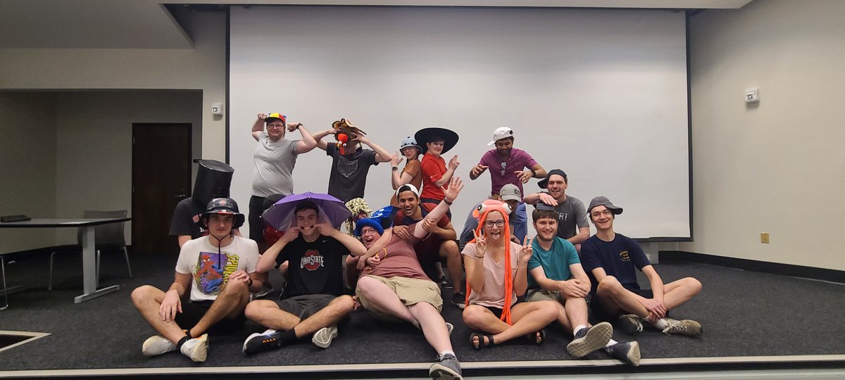 osu_uwrt's tweet photo. Today's Sups Meeting theme was crazy hat day! Comment what your favorite hat is out of the bunch! #OhioState #osuengineering #ohiostateece https://t.co/cg4UepQmXK