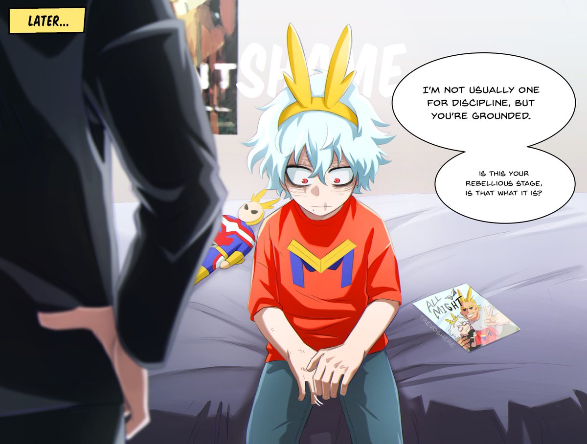 Trevoshere's tweet photo. ✨Little Shigaraki's hero convention trip ✨ There was an attempt to unleash chaos, but All Might's social skills were too powerful. https://t.co/g6zRBLvfhR