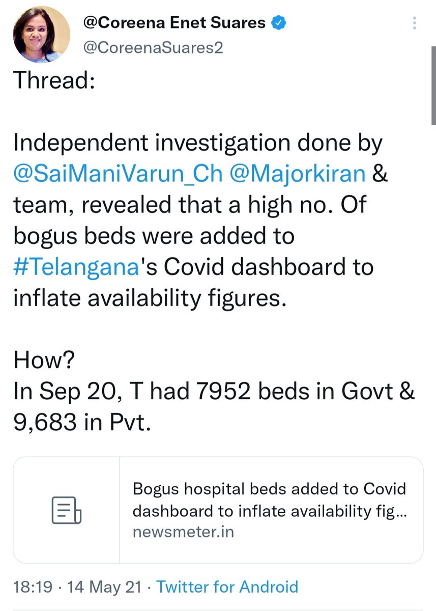 agrawalp2001's tweet photo. @CoreenaSuares2 @trspartyonline @KTRTRS #TRSModel
I won't call it Telangana model, as i love every Indian state, and hate none https://t.co/nCme5VtogW