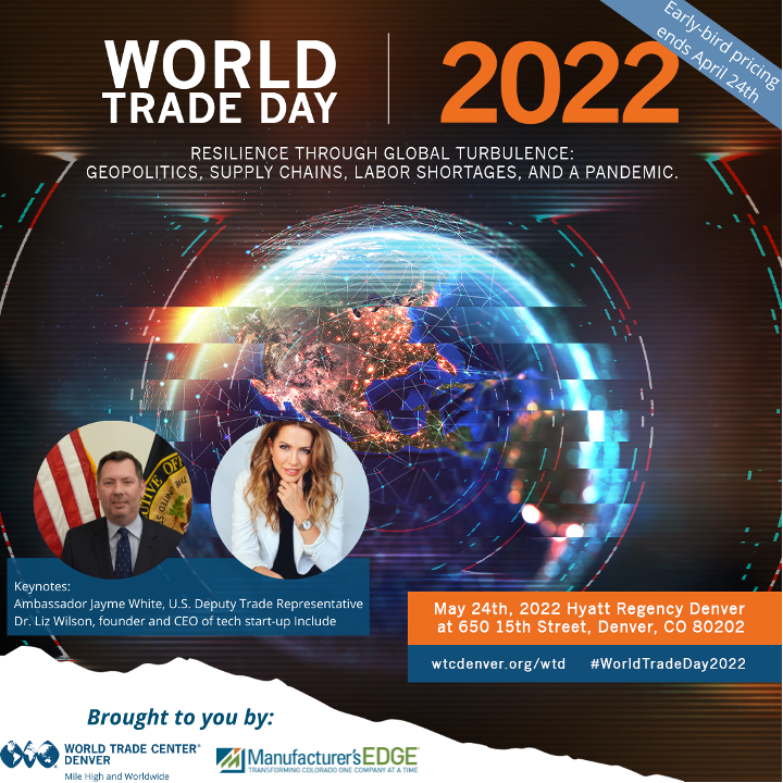 📍WORLD TRADE DAY 2022 | EARLY-BIRD PRICE | $50 OFF📍

Last day to take advantage of your discount. 
Purchase your ticket: wtcdenver.org/wtd

RMFACC members enjoy the WTC member pricing.

#WorldTradeDay2022 #worldtradecenter #denver #rmfacc #business #facc #networking