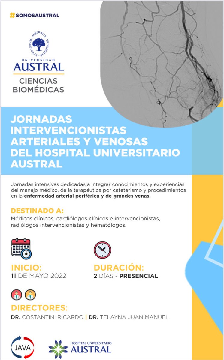 jmtelayna's tweet photo. Agendate #JAVA IV ⁦@DoctorKruz⁩ ⁦ ⁦@omendiz⁩ ⁦@gopedernera⁩ ⁦⁦⁦@hemodinamiasac⁩ ⁦@SACJoven⁩ ⁦@CONAREC_ORG⁩ ⁦@SIAC_cardio⁩ ⁦@HospitalAustral⁩ ⁦@gonzaeperez⁩ ⁦@jpcostabel⁩ ⁦@jamoukarzel⁩ ⁦@anamollon⁩ https://t.co/6Bc9SKtDrw