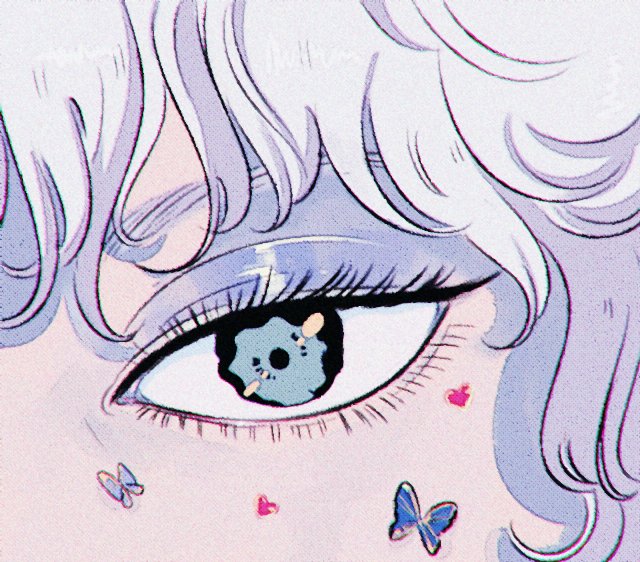 1girl solo pink hair eye focus close-up bangs looking at viewer  illustration images