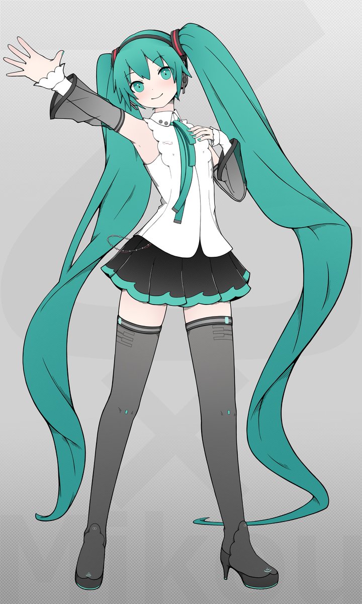 hatsune miku 1girl solo long hair very long hair thighhighs twintails skirt  illustration images