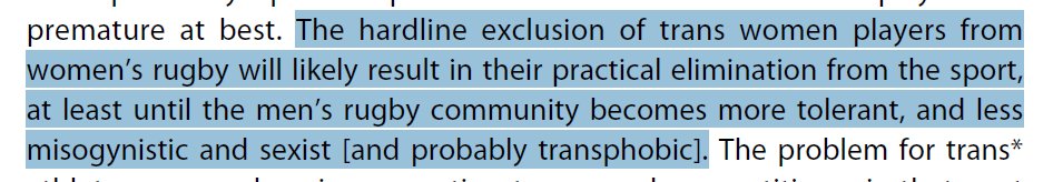 6/I am not sure why we need the adjective ‘hardline’ here – perhaps an emotional appeal? TW are excluded by WR for safety reasons. That is a sufficient reason, because the safety of the competitors is paramount.