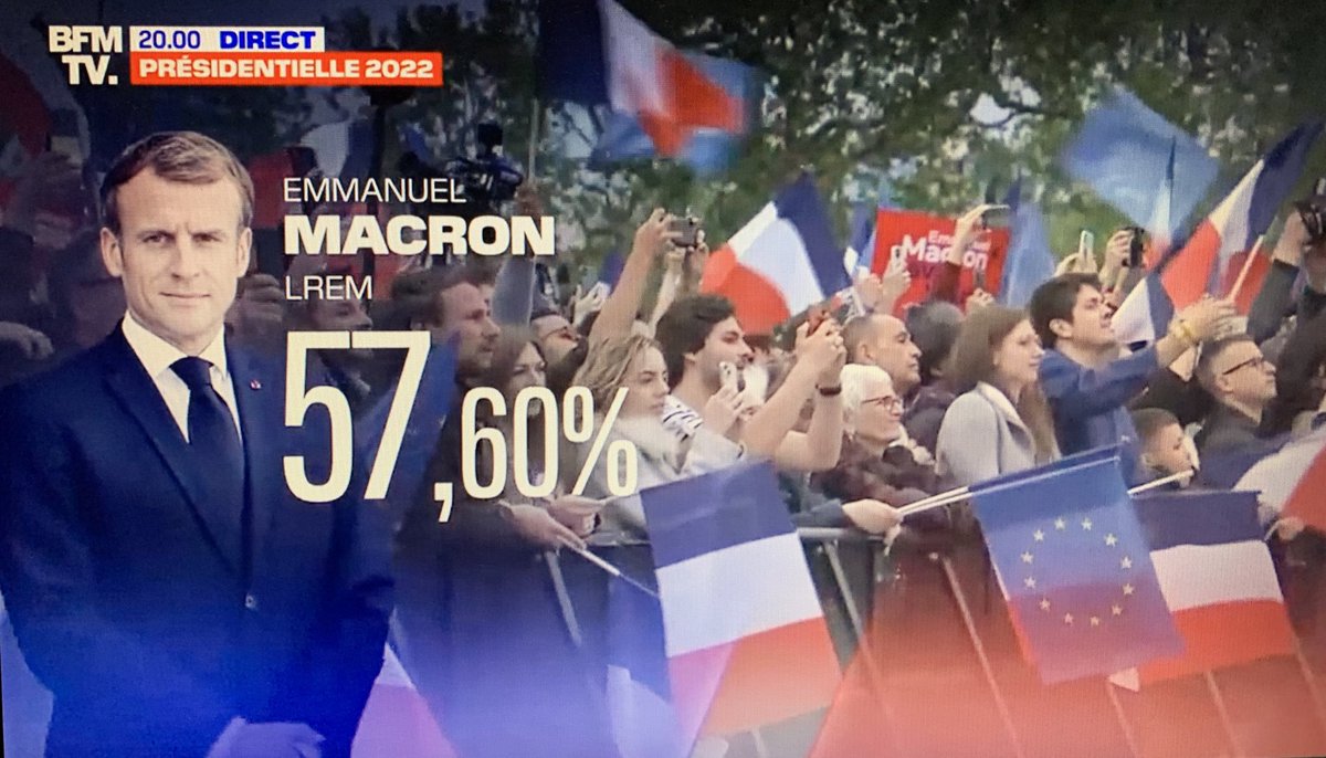 #Macron bleibt Präsident. Quelle: BFM. 🇫🇷 #presidentielles2022