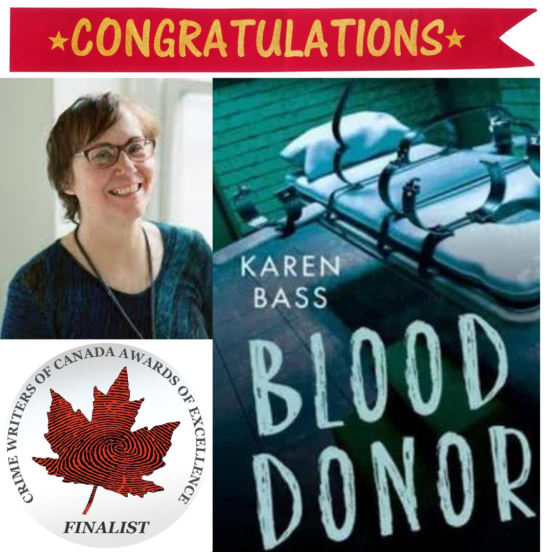 CONGRATULATIONS 🎉@karenbassYA- finalist for the Crime Writers of Canada Award of Excellence for the nail biter, BLOOD DONOR (<a href="/orcabook/">Orca Book Publishers</a>) This is a fantastic, fast paced YA with gritty characters 🩸💉