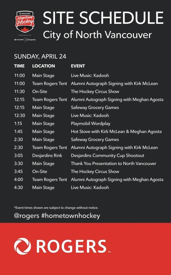 🏒❤️🇨🇦 Don’t miss day 2️⃣ <a href="/Rogers/">Rogers</a> #hometownhockey in #northvancouver! Join us at the Street Festval in 100 block E 1st St 11am to 5pm today! Family-friendly fun, autographs, live music, entertainment &amp; more! 🙌

🎟️ Find event info + get FREE tickets: cnv.org/RHTH