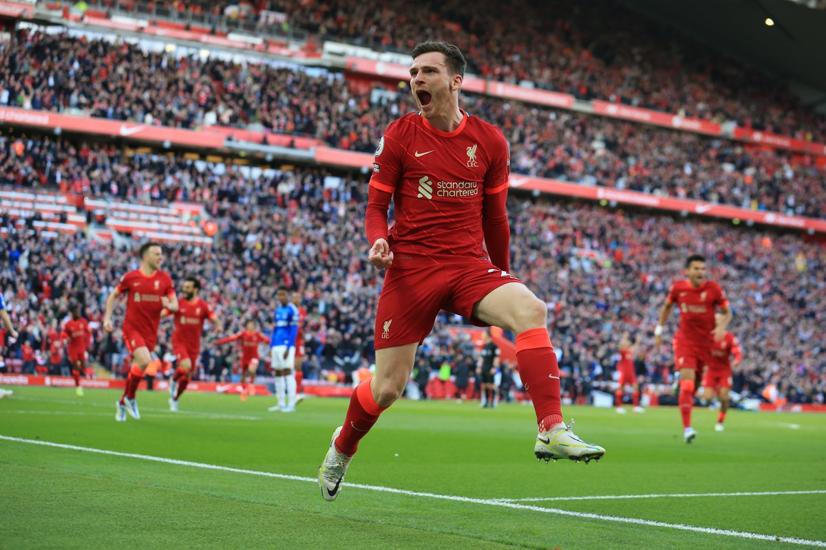 LFC's tweet photo. Scoring his first in front of the Kop 🙌

A special moment, @andrewrobertso5 ❤️ https://t.co/3kH8q8sbrk