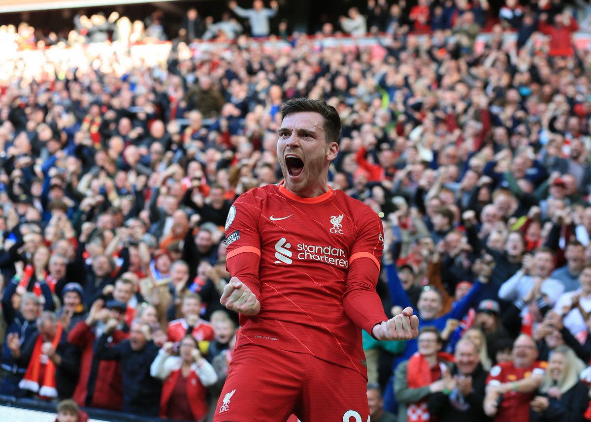 LFC's tweet photo. Scoring his first in front of the Kop 🙌

A special moment, @andrewrobertso5 ❤️ https://t.co/3kH8q8sbrk