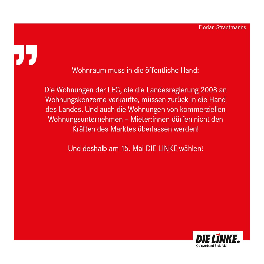 DieLinkeBi's tweet photo. Wir wollen die Wohnungsbestände der riesigen Wohnungskonzerne in öffentliches Eigentum überführen, eine landeseigene Wohnungsbaugesellschaft gründen und 100.000 mietpreisgebundene, barrierefreie Wohnungen jährlich durch Land und Kommunen bauen lassen.  
#dielinke #LTW22nrw https://t.co/3UpU4dJ1OK