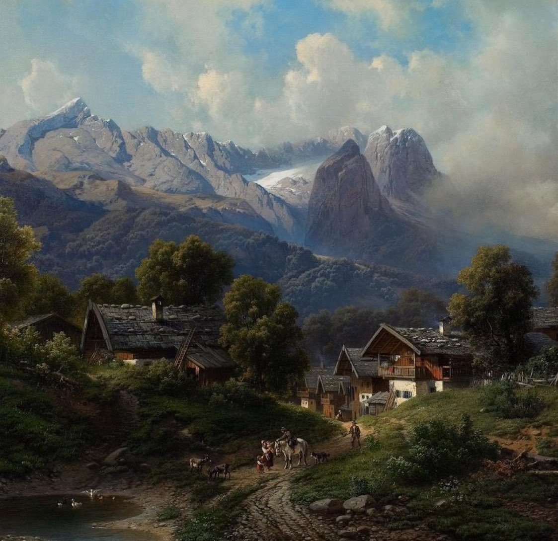 Carl Millner’in 1860 yılında yaptığı “Köyde Yaşam” adlı yağlı boya tablosu.