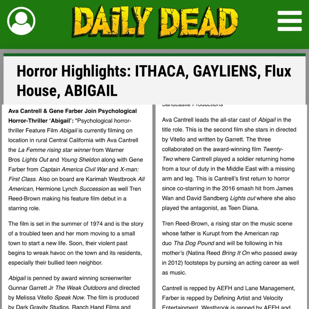 TheAvaCantrell's tweet photo. More about #abigailthemovie in @DailyDeadNews https://t.co/I7QtVkEwAh #thriller #dailydead https://t.co/KJPGeBVTcQ
