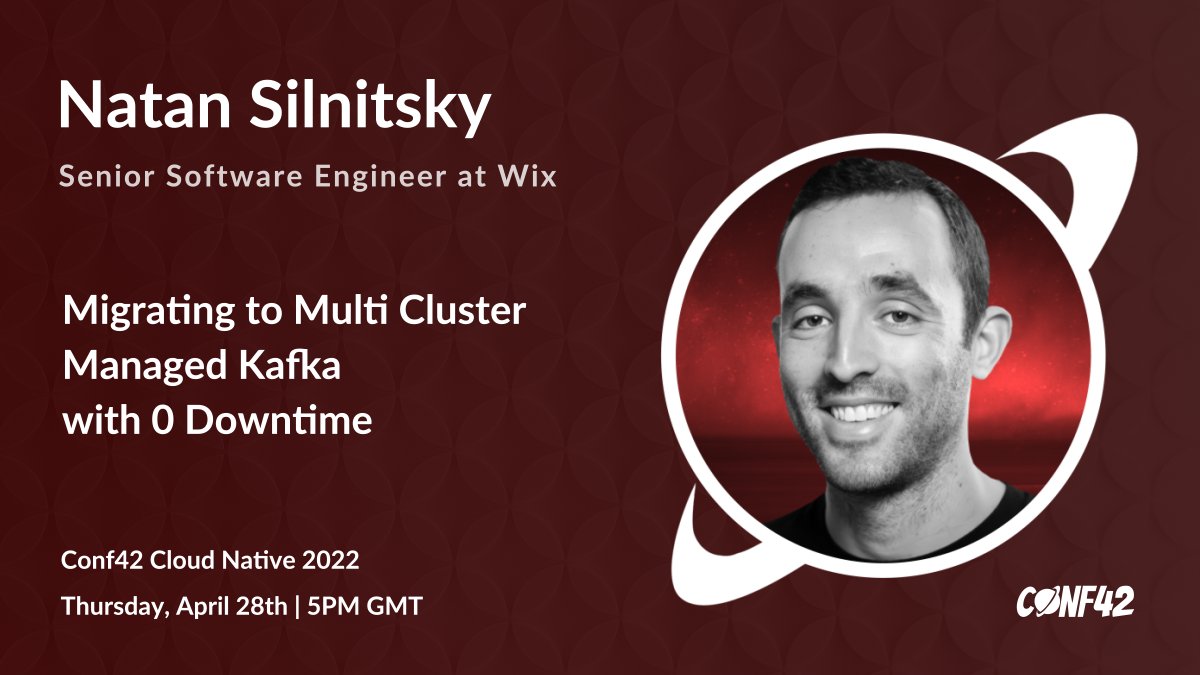 NSilnitsky's tweet image. #CloudNative2022 virtual conf by @conf42com is this Thursday!
Going to talk about @WixEng
#Kafka Migration to #ConfluentCloud of 2000 #microservices with 0 down time!

Don&apos;t miss @Hilafish1 talk about #Terraform as well!

@confluentinc