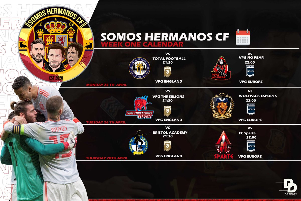 Hermanos_Somos's tweet photo. ‼𝗠𝗮𝘁𝗰𝗵𝘄𝗲𝗲𝗸 𝟭‼️

The battle begins! 😎 

Buena suerte a nuestros chicos, let's start off with a bang! 💥

Fixtures are as follows: 👊🏼

@VPGEurope  | @OfficialVPG https://t.co/zMqOzwW31z