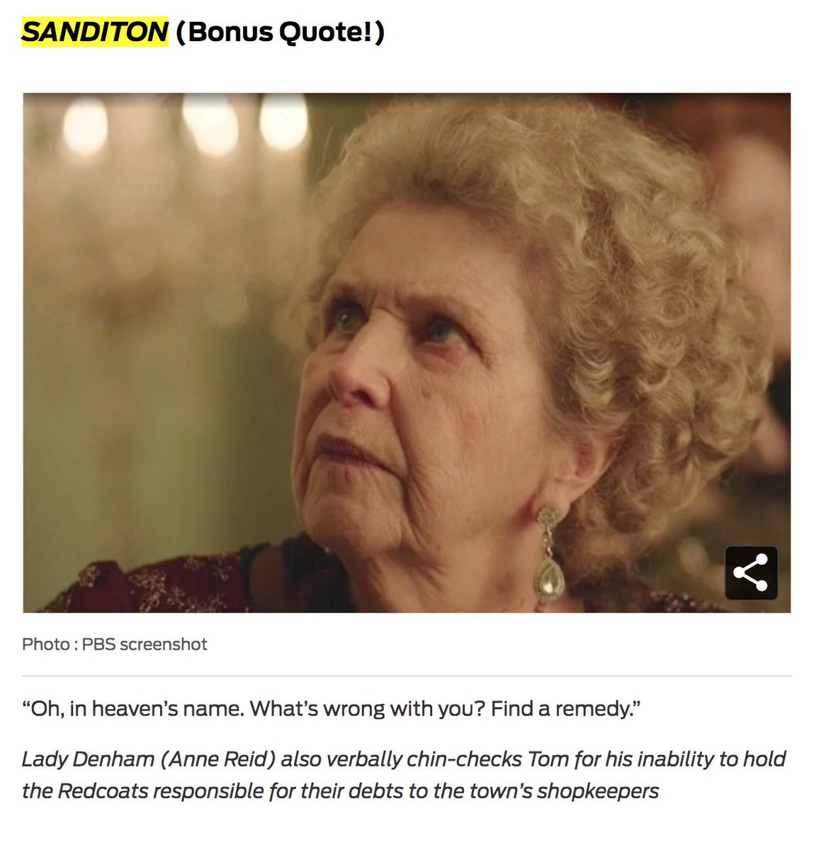 ☺️
A double dose of #Sanditon in the most memorable sound bites from the past seven days in <a href="/TVLine/">TVLine.com</a>'s ‘Quotes of the Week’. 
From #SanditonS2 Episode 5 written by <a href="/RobinFrench2/">Robin French</a>. 🙌🏻 

🔗 tvline.com/lists/rudy-giu…
