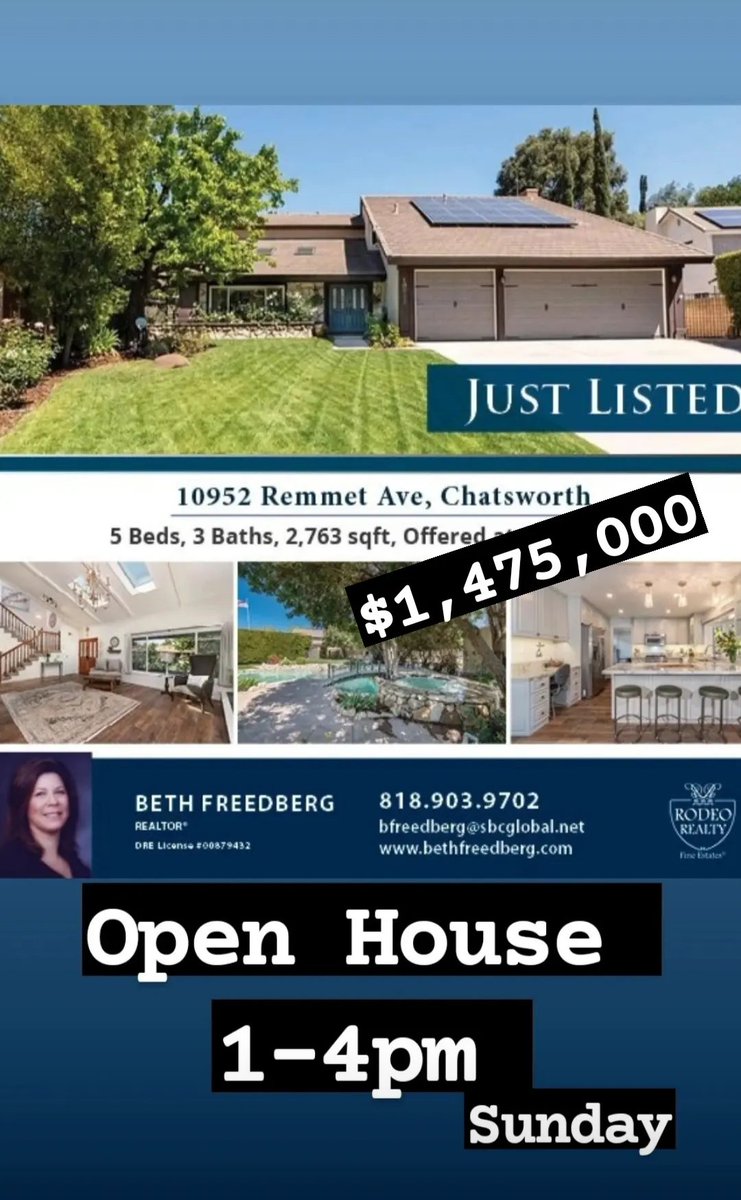 bethfreedberg's tweet photo. Open House 🏡 Today - Sunday 1-4 pm! Ease stop on by...#openhouse #realestateforsale #chatsworthhones #equestrianprooerty #poolhome #bethfreedberg #horseprioerty #fivebedroom #twostoryhones for sale #largelot https://t.co/W6Ma64zYBk