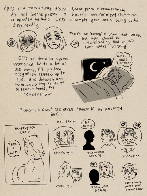 A small ramble comic I made about ocd, since there is some ableism and unfortunate misunderstanding about ocd making the rounds. 