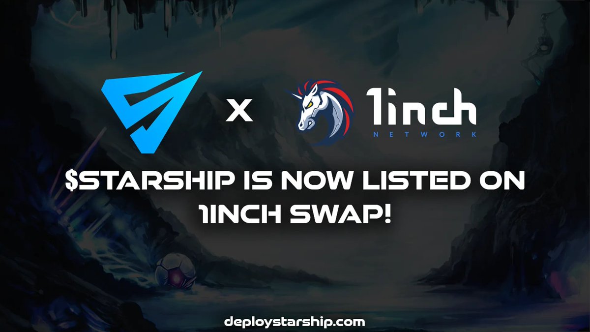 DeployStarShip's tweet photo. We're proud to announce that $STARSHIP has been listed on the largest DEX aggregating project, @1inch!

Get your $STARSHIP on 1inch now: https://t.co/VGpcYgXjb1

#DeployStarShip #1inch #BlockchainNews #DeFi #P2EGame https://t.co/Z9WktU9P9o