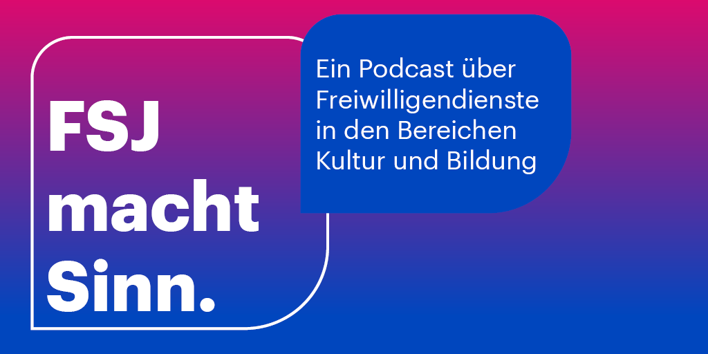 #FSJ macht Sinn! In den Bereichen Kultur &amp; Bildung sowieso. Wieso? Dieser Frage gehen wir in unserem Podcast nach. In 10 Folgen sprechen ehemalige Freiwillige* über ihre Zeit in den #Freiwilligendiensten Kultur und Bildung. Abonnieren &amp; nix verpassen: fsj-macht-sinn.podigee.io/#subscribe!