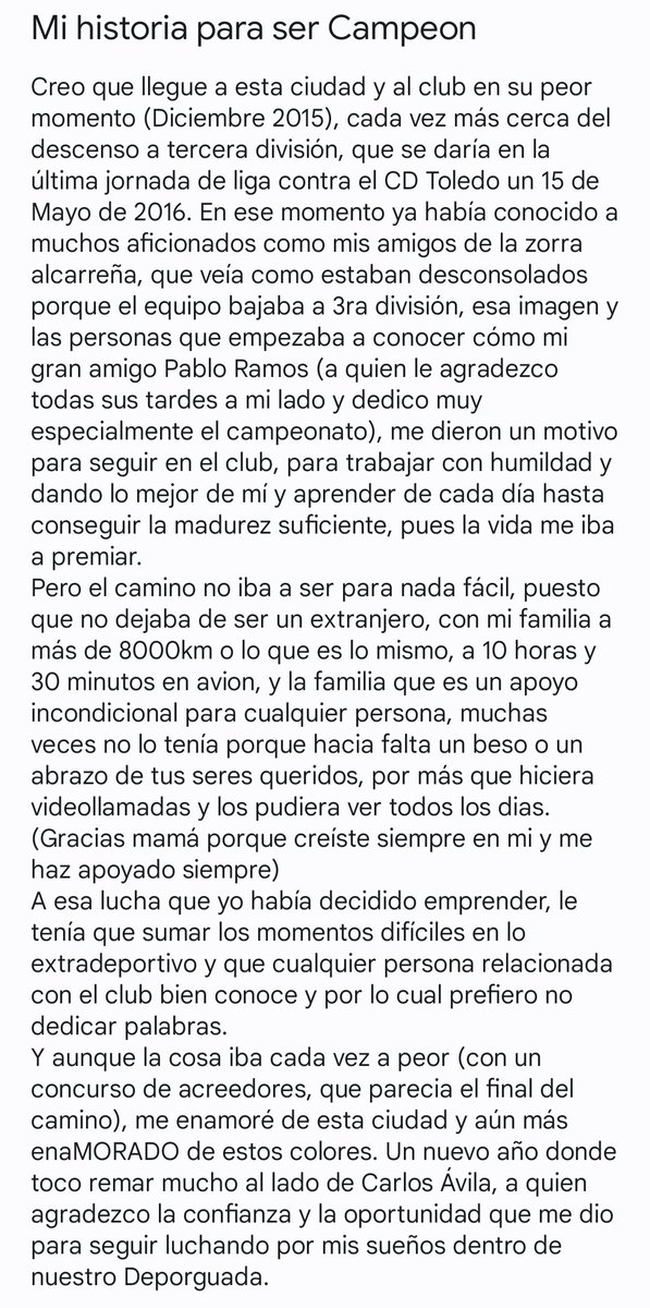 VinascoYonatan's tweet photo. 1/2 Mi historia para ser CAMPEON, Gracias! @deporguada @avilawer @NestorRuizCDG @hernangarcia73 @danileceta @ivan_moreno_10 @agusmodula @manu_ladero @alexpantoja13 @javierablanque @AdriCastro__ @lazorralk @FuriaMorada1947 @deporcaracol @MrLoeches @JuanColubi @MartinnMolinari https://t.co/MNDgRnqE4G