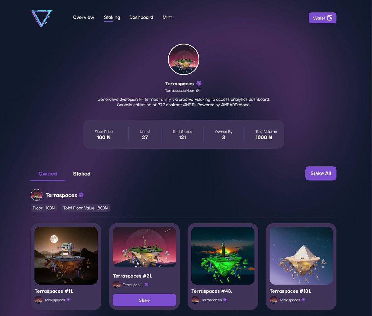 NautsNfts's tweet photo. NEARNauts have entered into a staking partnership with @Terraspaces.

Terraspaces is a full-suite staking for utility service that introduces NFT analytical dashboard gated via staking.

NN owners will have access to NFT analytics and staking solutions provided by Terraspaces. https://t.co/BzEsR8XMGg