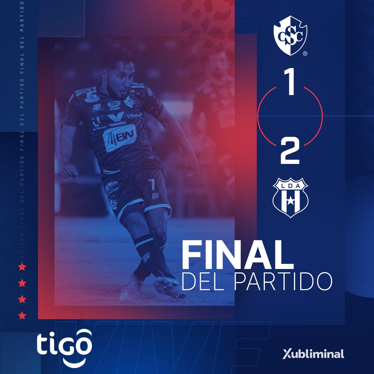Cartagines's tweet photo. ⏱ 90+4’[1-2] 🏁 ¡Finaliza el encuentro!

🔵⚪#VamosCartaginés | ⚽ 
#CSCvsLDA https://t.co/tTfqxYyZhx