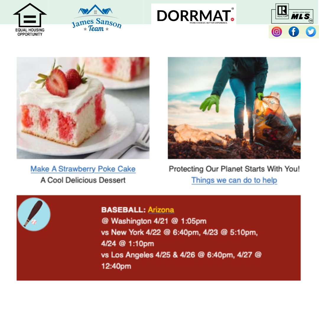 See here what is happening in Arizona!

More information: bit.ly/SeeHomeInAZ 

#DORRMAT
#equalhousingcompany
#thejamessansonteam
#seehomesinaz
#weekend
#happenings
#arizona
#az