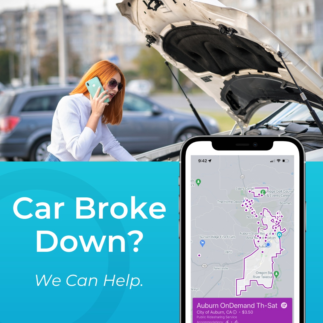 Car in the shop and no way to get to work? 🚙 Auburn On-Demand can help! Call our team or download the TransLoc app to schedule your ride up to 14 days in advance. linktr.ee/cityofauburnca.