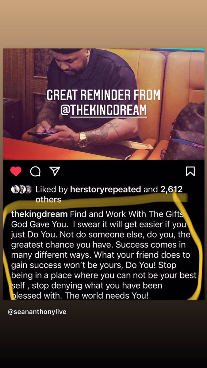 Sean_Anthony's tweet photo. a wonderful reminder from @thekingdream 🙏🏾 #seananthonylive https://t.co/pq04A3aVQ5